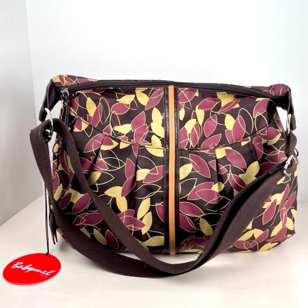NWT Babymel Diaper Baby Bag Brown Insulated Fall Leaves Colors Crossbody READ